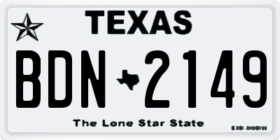 TX license plate BDN2149