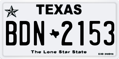 TX license plate BDN2153