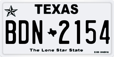 TX license plate BDN2154