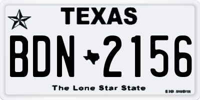 TX license plate BDN2156