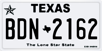 TX license plate BDN2162