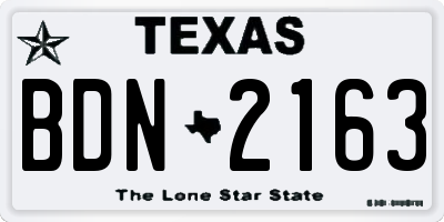 TX license plate BDN2163