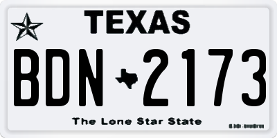 TX license plate BDN2173