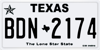 TX license plate BDN2174