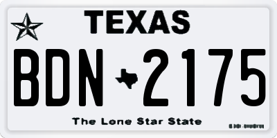 TX license plate BDN2175