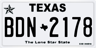 TX license plate BDN2178