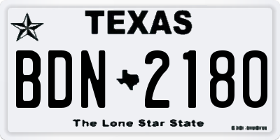 TX license plate BDN2180