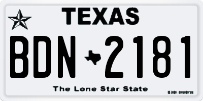 TX license plate BDN2181