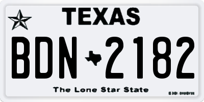 TX license plate BDN2182