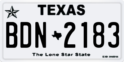TX license plate BDN2183