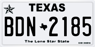 TX license plate BDN2185