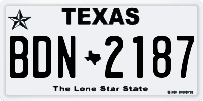 TX license plate BDN2187