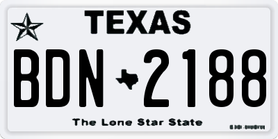 TX license plate BDN2188