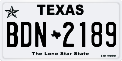 TX license plate BDN2189