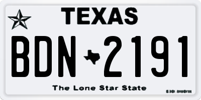 TX license plate BDN2191