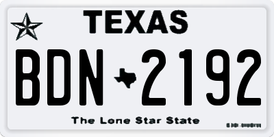 TX license plate BDN2192