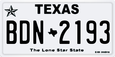 TX license plate BDN2193