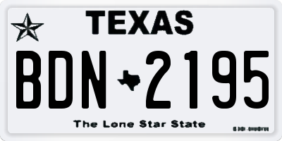 TX license plate BDN2195