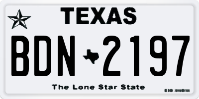 TX license plate BDN2197