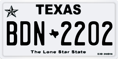 TX license plate BDN2202