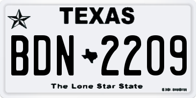TX license plate BDN2209