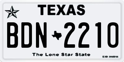 TX license plate BDN2210