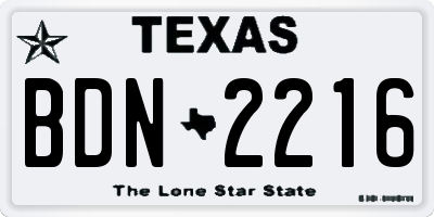 TX license plate BDN2216