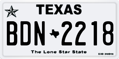 TX license plate BDN2218