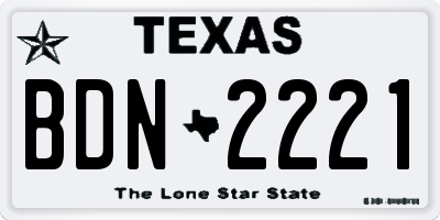 TX license plate BDN2221