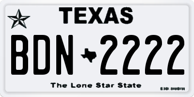 TX license plate BDN2222