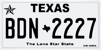 TX license plate BDN2227