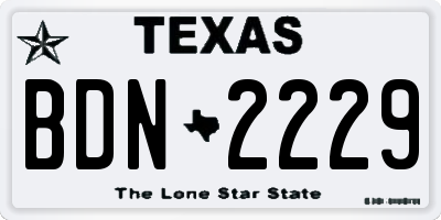 TX license plate BDN2229