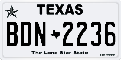 TX license plate BDN2236