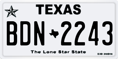 TX license plate BDN2243