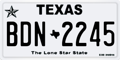 TX license plate BDN2245