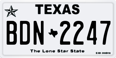 TX license plate BDN2247