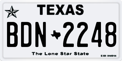 TX license plate BDN2248