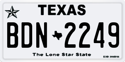 TX license plate BDN2249