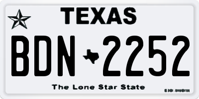 TX license plate BDN2252