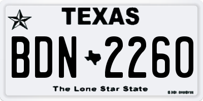 TX license plate BDN2260