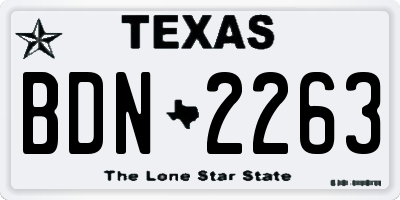 TX license plate BDN2263