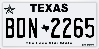 TX license plate BDN2265