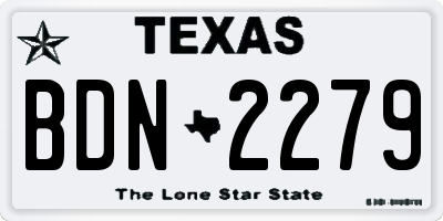 TX license plate BDN2279