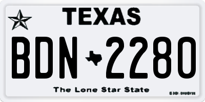 TX license plate BDN2280