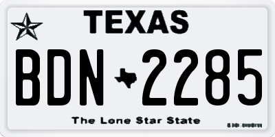 TX license plate BDN2285