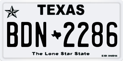 TX license plate BDN2286