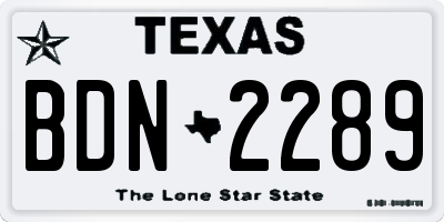 TX license plate BDN2289