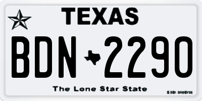 TX license plate BDN2290