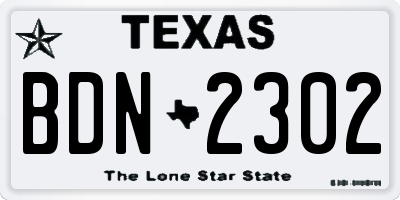 TX license plate BDN2302