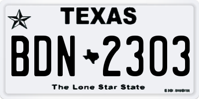 TX license plate BDN2303